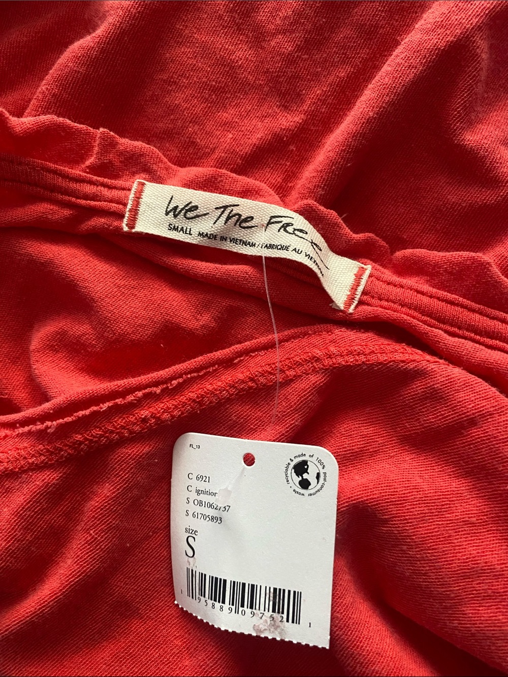 We The Free Coral-Red V-Neck Short Sleeve Tee - Picture 3 of 5